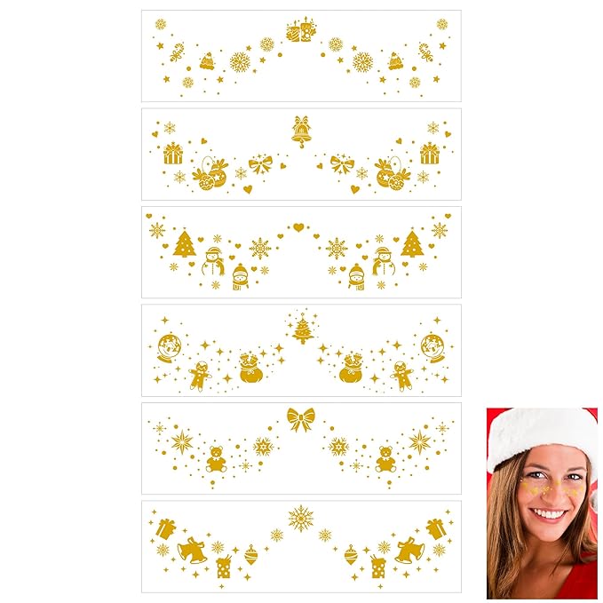 Golden Temporary Tattoo Fake Transferable Tattoo Freckles,Temporary Face Tattoo Set for Party