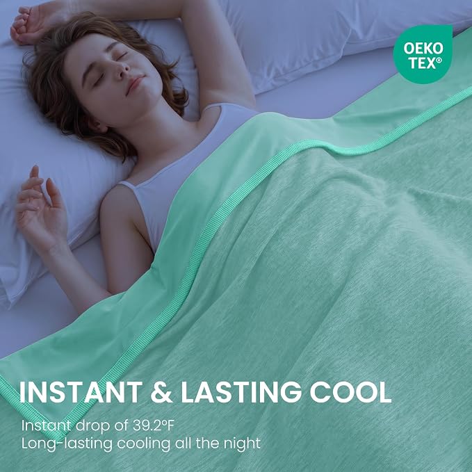 Cooling Blanket Throw 50"x70" for Hot Sleepers Summer Blanket | Absorbs Heat Cold Summer Blanket for Night Sweats & Menopause Q-Max>0.5 Lightweight Breathable Soft Double-Side Cooling