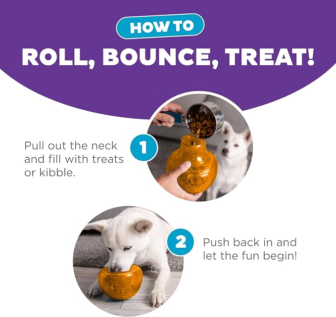 Outward Hound Snoop Interactive Treat Dispensing Dog Toy, Orange, 5" | Rolls & Bounces, Treat Stuffer, Puzzle Ball & Slow Feeder, Enrichment, Mint Scented, Easy Clean, No BPA, Medium to Large Dogs