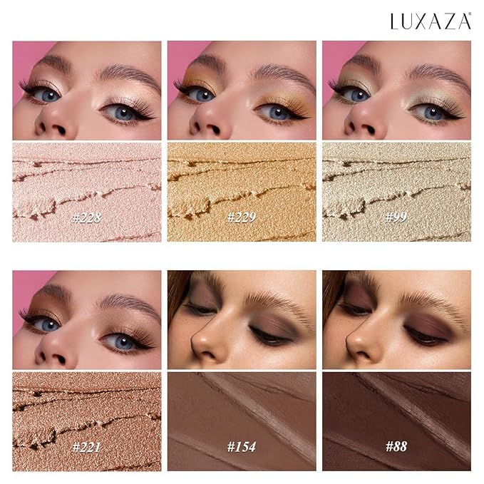 Classic 6PCS Neutral Eyeshadow Stick Makeup Set, Matte Cream Eye Shadow Eyeliner Brightener Pencil Crayon - Golden Amber