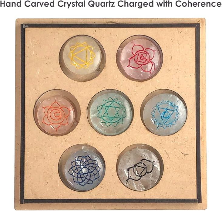 Crystal Quartz Chakra Healing Crystals Set – Tachyon Energy Stones for Meditation, Energy Alignment, Balancing Chakras – Root to Crown Chakra Kit – Spiritual Wellness & Reiki Tools
