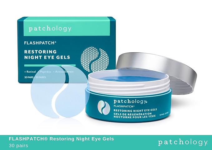 Patchology Restoring Eye Gel Patches with Retinol & Collagen - Eye Masks for Dark Circles, Puffy Eyes & Wrinkles - Anti-Aging Overnight Eye Pads Set - Brighten Skin Care for Eye Bags (30 Pairs)