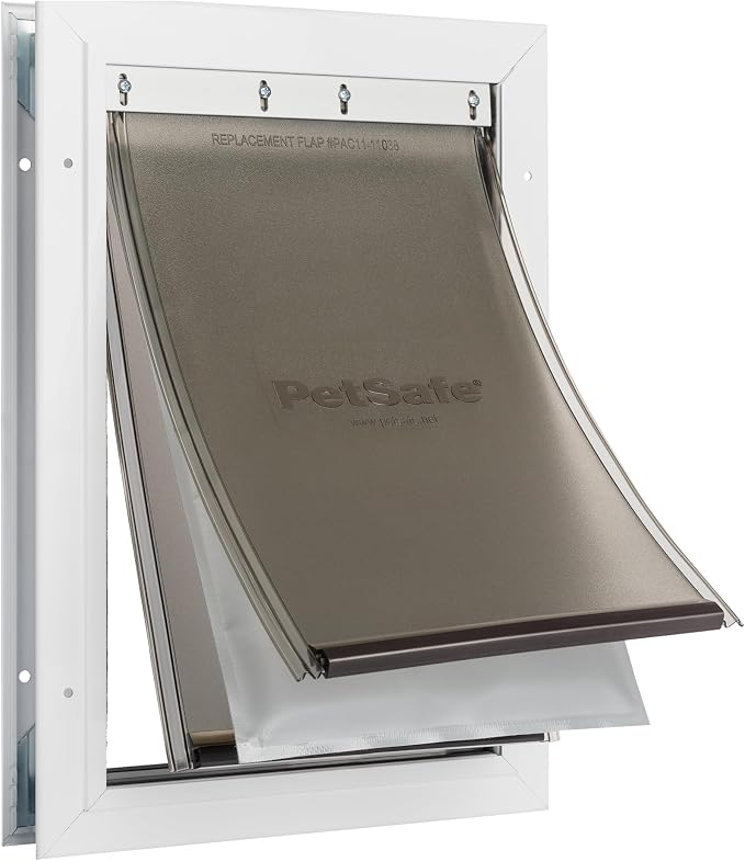 PetSafe Extreme Weather Aluminum Dog Door, 3-Flap Insulated, Medium | Energy-Efficient, Blocks 3x More Thermal Loss, Reinforced Aluminum Frame, Magnetic Seal on Flap