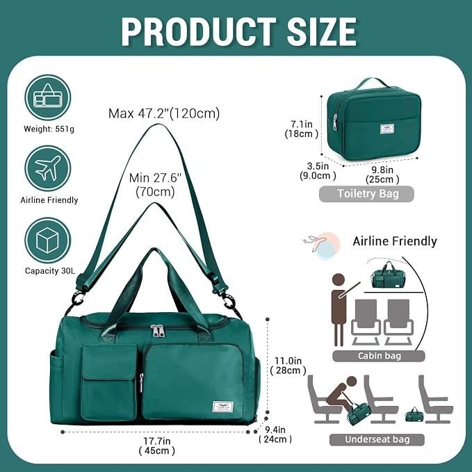 FIORETTO Women's Gym Duffle Bag with Shoes Compartment, 30L Capacity, Ideal for Travel, Gym, Sports, Duffel, Weekender