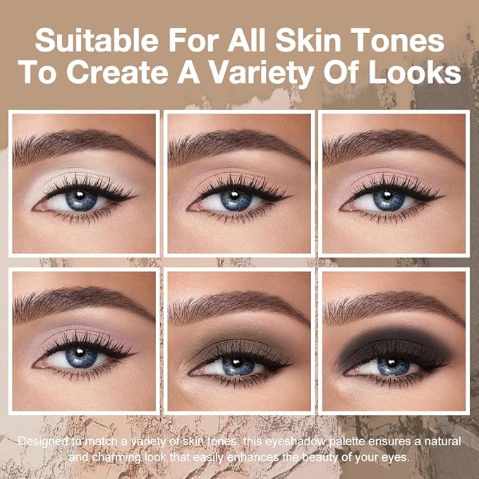 6 Colors Mini Nude Brown Eye Shadow Palette Makeup for Older Women, Neutral Matte Shimmer Eyeshadow Palette Highly Pigmented Waterproof, paleta de sombras de ojos, Vegan & Cruelty-free, 01