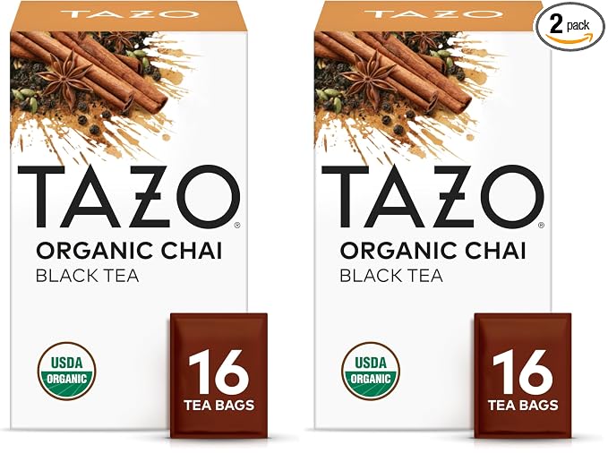 TAZO Tea Bags, Black Tea, Regenerative Organic Chai Tea, 16 Count (Pack of 2)