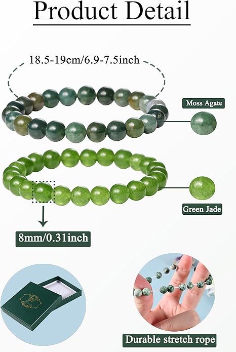 Bivei Natural Gemstone Semi Precious Healing Crystals Handmade Stretchy Round Beads Bracelet,Stocking Stuffers for Women Enhance Positive Energy