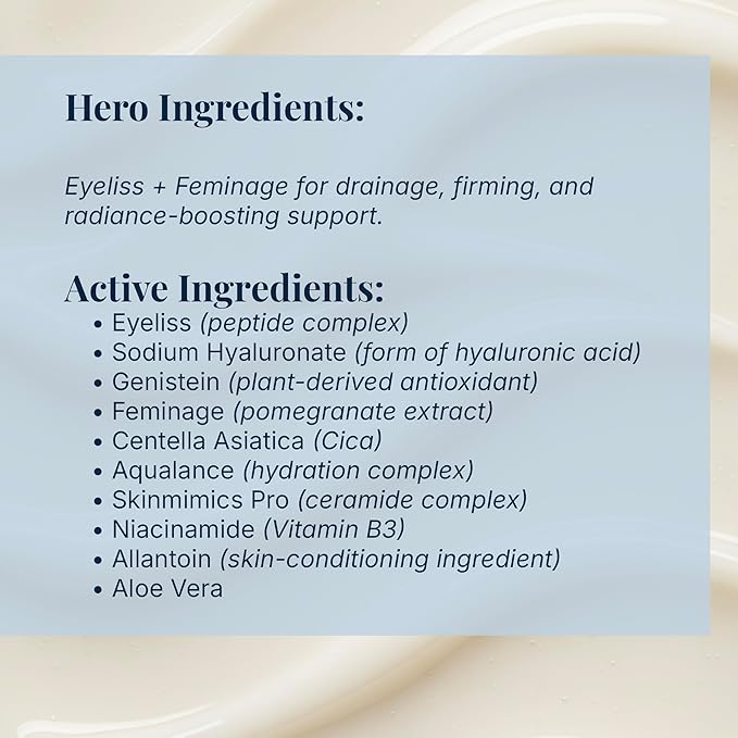 Pause & Effect Eye Serum for Menopausal Puffiness and Dark Circles, Lightweight Peptide and Ceramide Eye Treatment with Genistein and Centella for Hydration and Smoothing