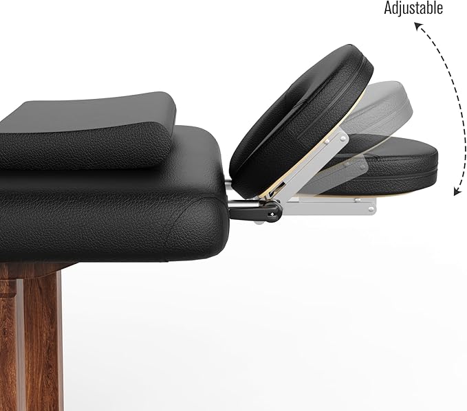Wood Heavy Duty Stationary Massage Table with Adjustable Face Pillow and Adjustable Legs for Treatment, Physical Therapy, Spa Facial Professional Massage Bed, Black Leather 31.5'' W x 75.5'' L, 700LBS