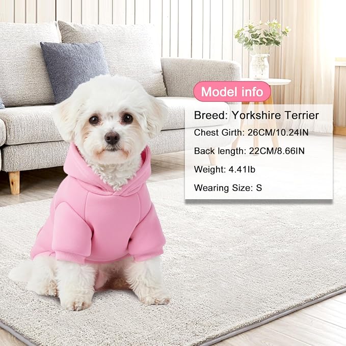 1 Pack Dog Hoodie Warm Hood Dog Sweater Cold Weather Small Dogs Sweatshirt Comfort Pet Clothes for Small Medium Dogs with Pockets Cats Chihuahua Clothes for Male Female Girl Boy Sporty Daily Wear