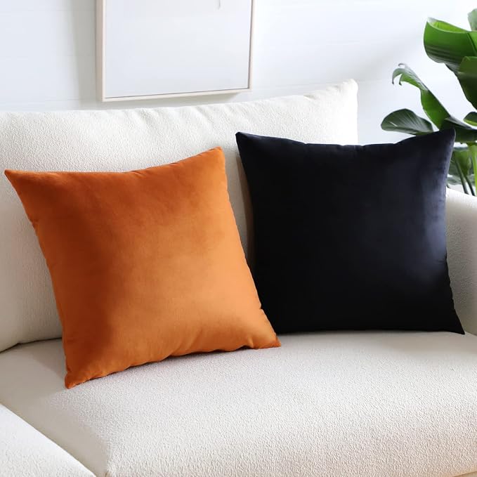 Artscope Luxury Velvet Pillow Covers Super Soft Decorative Square Throw Pillow Covers Case Cushion Covers for Sofa Couch Bedroom Car Decor 26x26 Inch Orange
