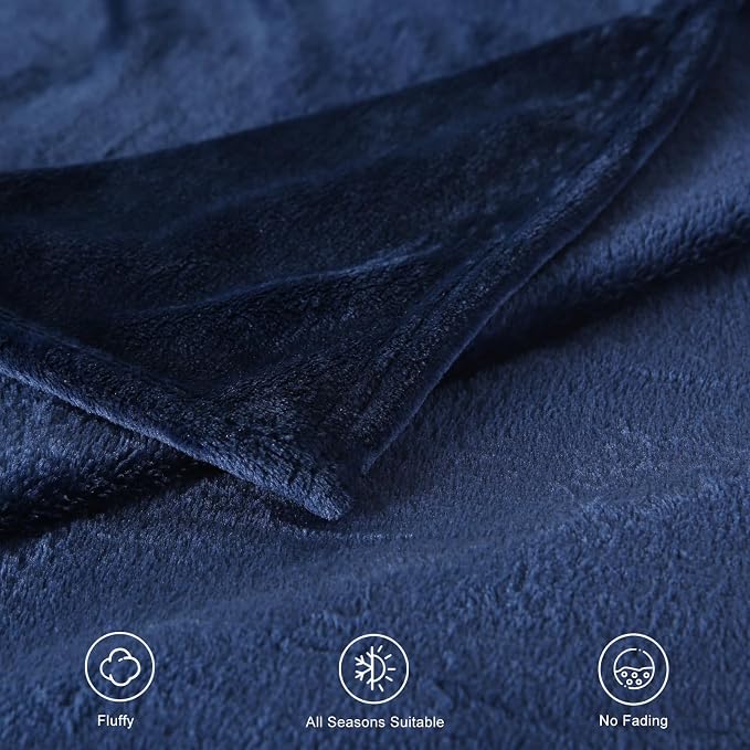 TASTHROW Navy Throw Blanket 50x60 Inches | Soft Plush Cozy Fleece Flannel Throw Blanket, Lightweight Warm Throws for Bed, Couch, Bedroom and Living Room, All Seasons