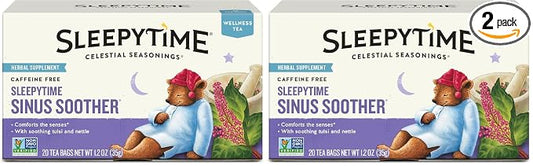 Celestial Seasonings Sleepytime Tea - Wellness Sinus Soother, Caffeine Free - 20 Tea Bags Box, (Pack of 2)