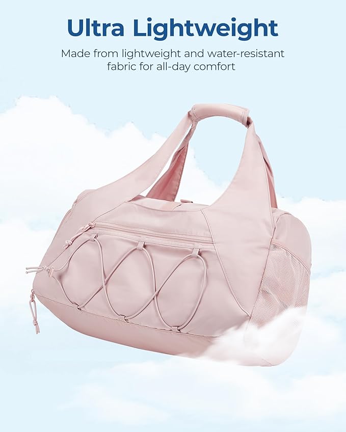 BAGSMART Gym Bag for Women, Lightweight Duffel with Shoe Compartment, Tote Bag with Wet Pocket for Yoga Travel, Camel