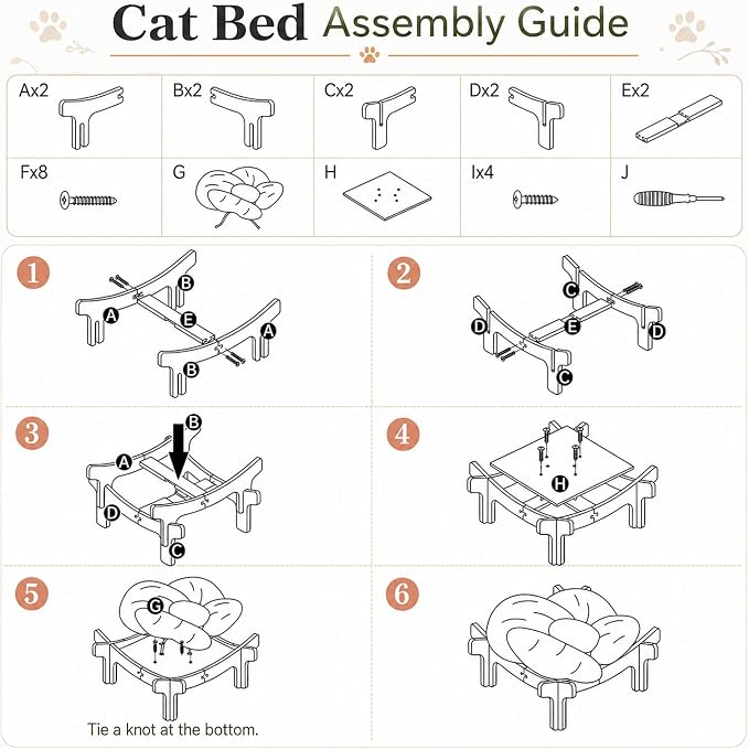 Wooden Elevated Cat Bed, Pet Sofa Furniture with Washable Cushion (Beige) | Soft Beds with Extra Filling prevent flattening, while Stable Wooden Frame with Base Board supports 50 lbs for Kitty & Puppy.