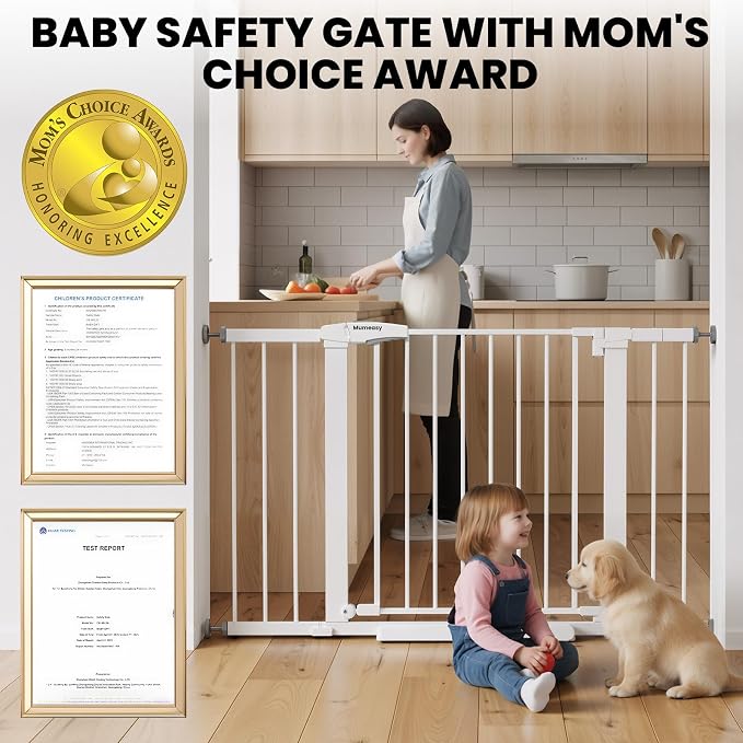 Mumeasy Baby Gate for Stairs, 29.7-46" Walk Through Dog Gate Indoor