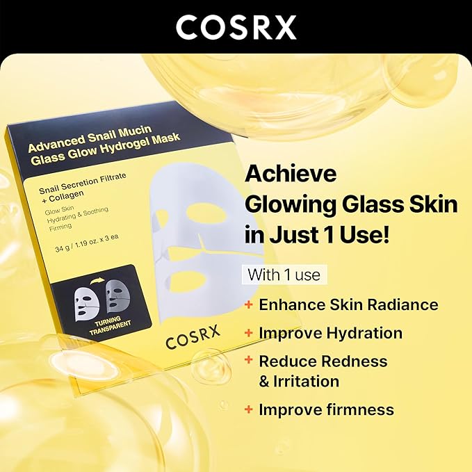 COSRX Snail Mucin Sheet Mask 10EA + Hydrogel Collagen Mask 3EA- Self Care, Stocking Stuffers, Travel Essentials, Gifts for Women, Face Masks for Dry Skin, Korean Skin Care