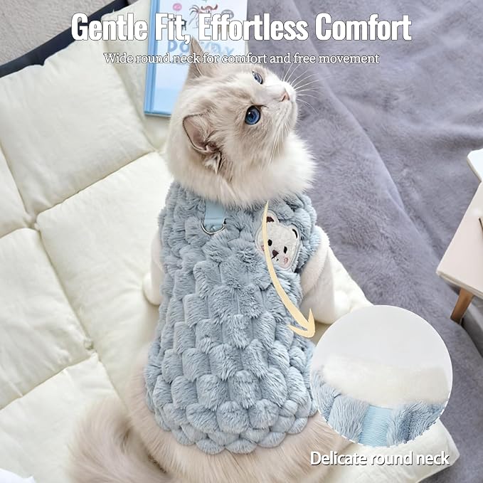Dog Sweater for Small Dogs Puppy Cats Winter Warm Soft Pet Clothes Pullover Cute Extra Small Dog Apparel, Cat Sweaters for Cats Only Fit Chihuahua Yorkie (Blue, XL)