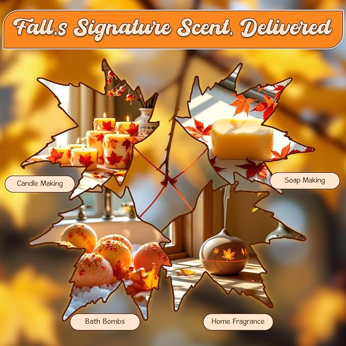 RAINBOW ABBY Fall Fragrance Oils Set, Autumn Essential Oils for Diffuser, Candle Making, Aromatherapy Oils Gift - Amber Maple, Cider Spice, Harvest Spice, Bourbon Vanilla, Forest Pine, Citrus Glow