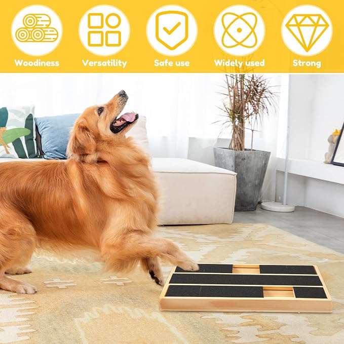 Dog Scratch Pad for Nails, Dog Nail File Toy with Treat Compartment, Wooden Puppy 45° Angle Claw Grooming Tool, Portable Nail Scratch Pad for Small & Large Claw Care
