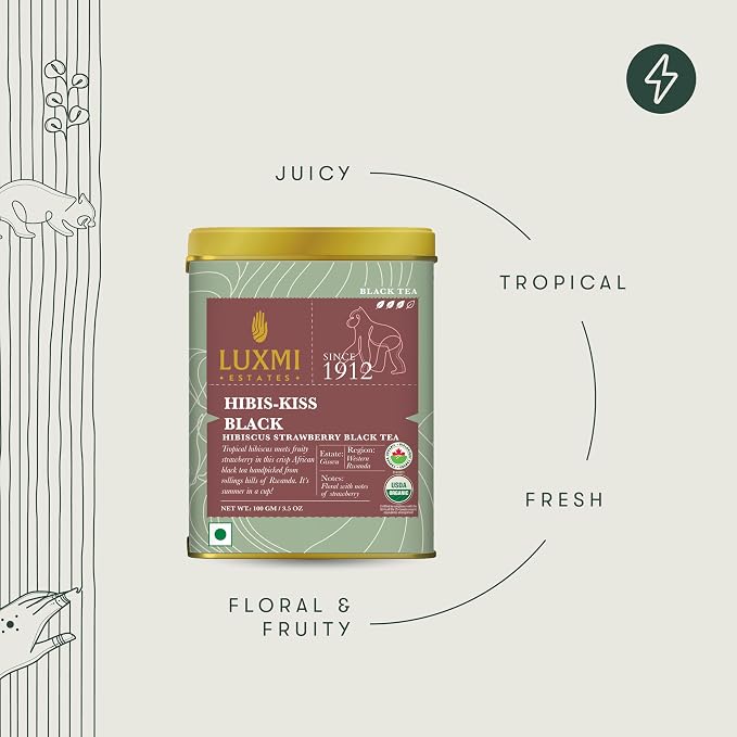 Luxmi Estates - Hibiscus Black Tea, 100gm (3.48 Oz) loose Tea pack