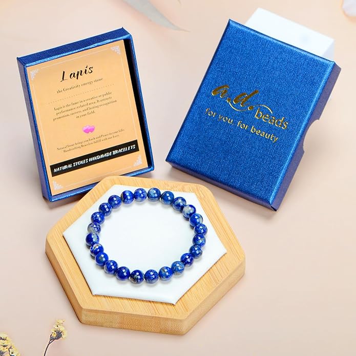 AD Beads Handmade Gemstone Stretch Elastic Bracelet Crystal Healing Reiki Nature's Beauty and Spiritual Essence Unisex