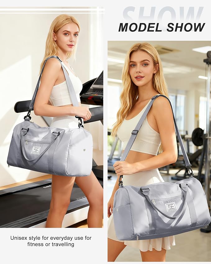 Gym Bag Womens Mens with Shoes Compartment and Wet PocketTravel Duffel Bag for Women for Plane, port Gym Tote Bags Swimming Yoga Small Waterproof Weekend Overnight Carry on Bag Hospital Holdalls