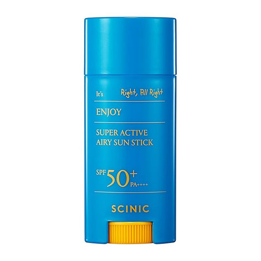 SCINIC Enjoy Super Active Airy Sun Stick SPF50+ PA++++ 0.53oz (15g) | Strong UV Protection Anytime, Anywhere Air-light, Clear | Korean Skincare