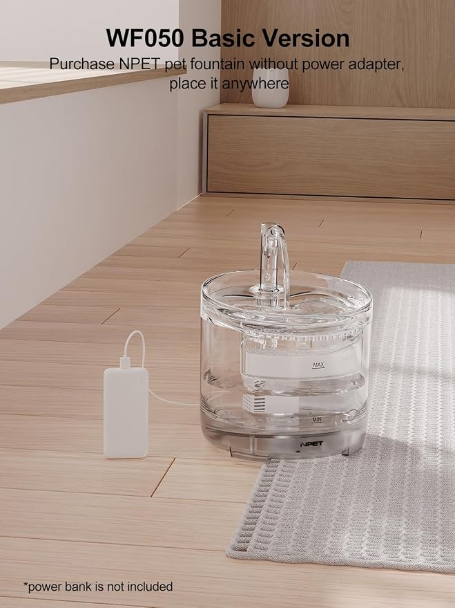 NPET Cat Water Fountain WF050TP 1.5L Automatic Pet Drinking Fountain with Replacement Faucet Kit - 8 Replacement Filters (No Adapter)