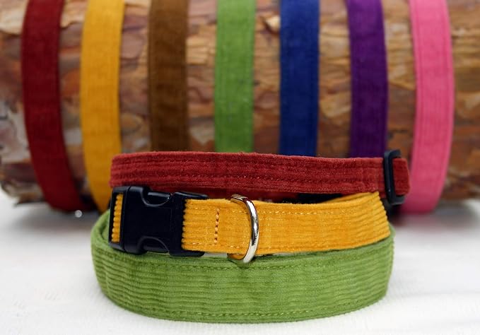 Hemp Corduroy Dog Collar - No Pattern (1/2" Extra Small, Bronze)