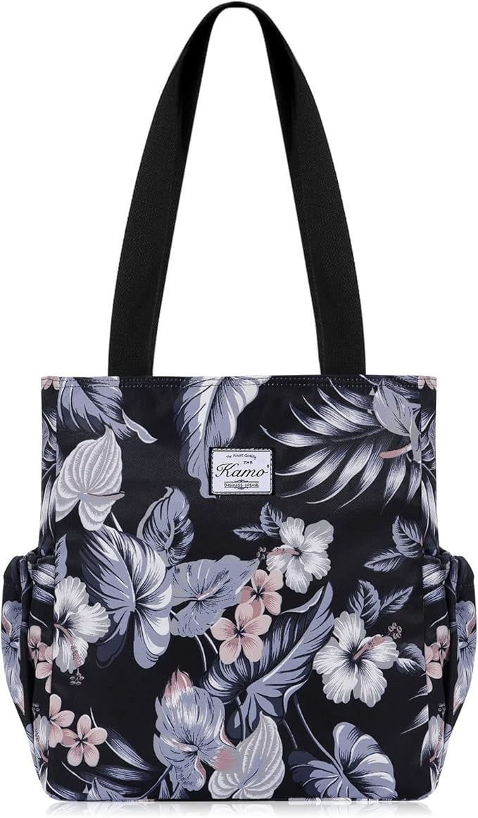 KAMO Floral Tote Bag - Waterproof Lightweight Handbags Travel Shoulder Bag for Hiking Yoga Gym Swimming Travel Beach