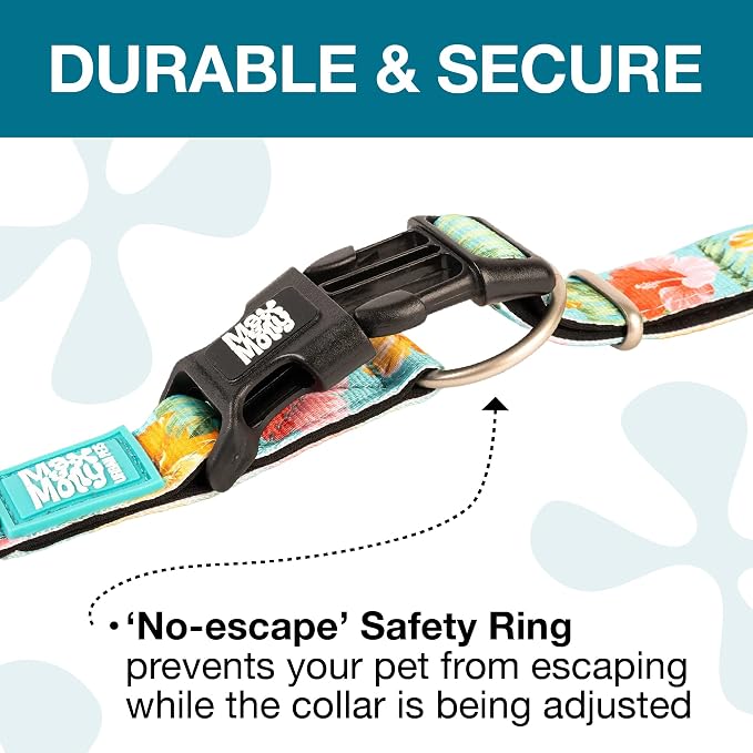 Max & Molly Urban Pets Smart ID Dog Collar with Gotcha! QR Pet Safety Tag and Custom Pet Profile, Soft Padded Neoprene, Waterproof, Machine Washable, Hibiscus, M (13-21")