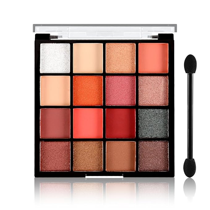 Boobeen Colorful Eyeshadow Palette Makeup-16 Colors, Matte and Glitter Eyeshadow, Bright Eye Shadow Palettes, Blendable, Easy to Build Dramatic Glamour Looks