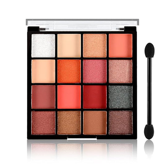 Boobeen Colorful Eyeshadow Palette Makeup-16 Colors, Matte and Glitter Eyeshadow, Bright Eye Shadow Palettes, Blendable, Easy to Build Dramatic Glamour Looks