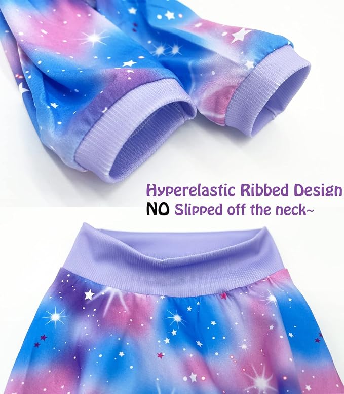 Dog Blue Purple Tiedye T Shirts Shining Unicorn Pattern Printed Pet Shirt Softable Pajamas for Large Dogs (L, Blue)