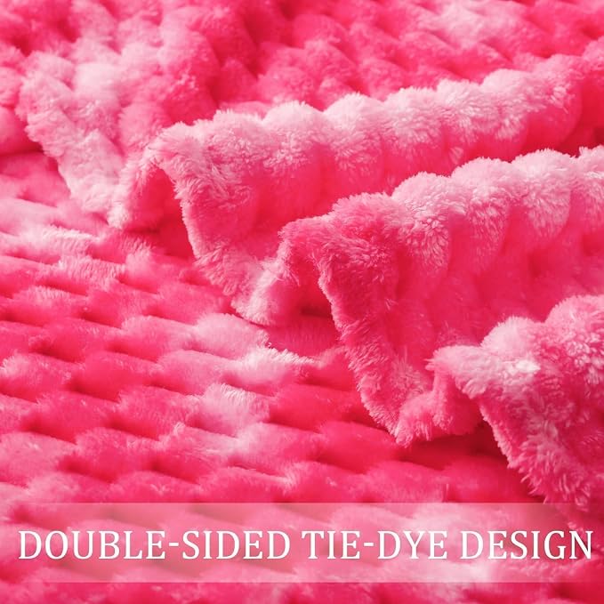 Exclusivo Mezcla Large 3D Fleece Throw Blanket for Couch, Tie-dye Pink | Extra Soft Fuzzy Plush Lightweight Throws, Cozy Fluffy Decorative Blankets for All Seasons, 50x70 Inches
