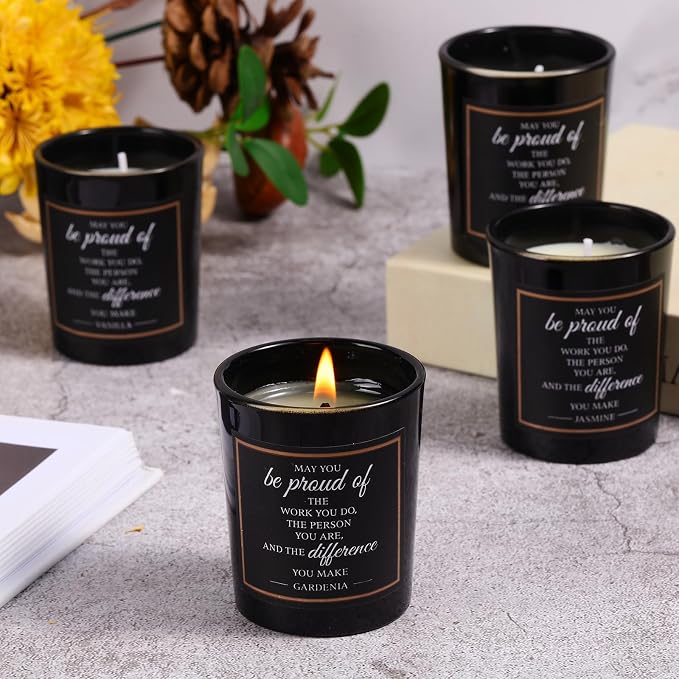 MTLEE 16 Pack Scented Candles Gifts Set Aromatherapy Soy Wax Candles Bulk Scented for Women Men Birthday Bath Yoga Family Gatherings Festive(Inspirational,Black)