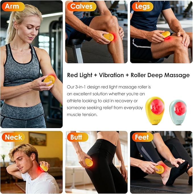 Manual Massage Ball with Red Light Therapy,Trigger Point Tool for deep Tissue & Muscle Pain Relief,Suitable for the Whole Body