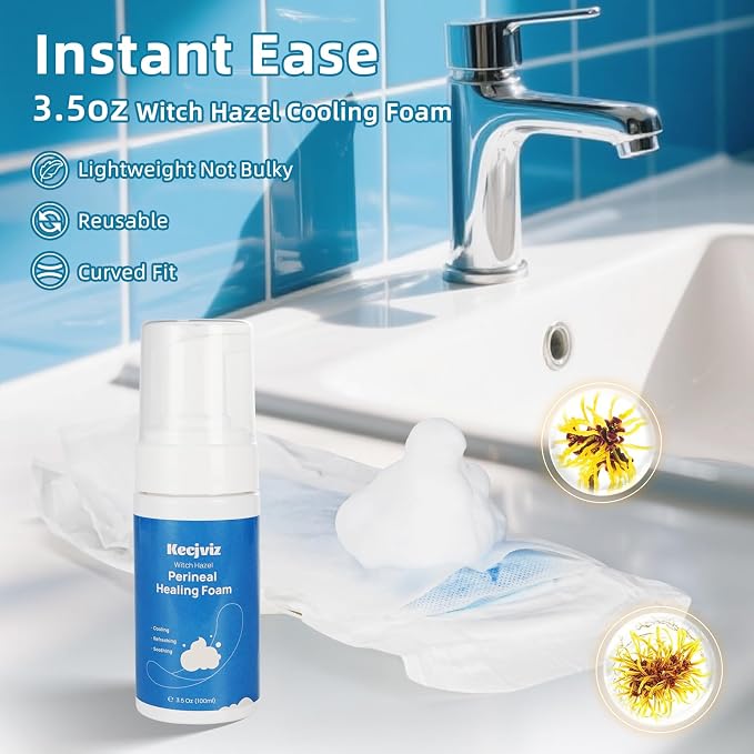 Postpartum Recovery Kit for New Moms, Upside-Down Peri Bottle, Disposable Underwear, Maternity Pads, Cooling Liners, Witch Hazel Foam, Reusable Cold Packs & Sleeves, Hospital Bag Essentials