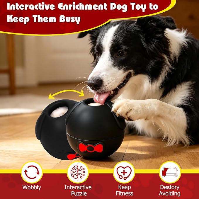 Yipetor Wobbly Dog Chew Toy, Frozen Treat Lick Ball for Medium Large Dogs