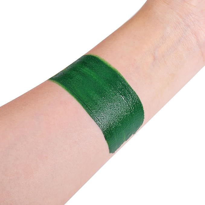 CCbeauty Green Face Paint, Cream Face Painting Kit, Professional Water Based Body Paint, Full Coverage Foundation Makeup, Halloween SFX Makeup For Gamora Witch Frankenstein Grinch Monster Orcs Costume