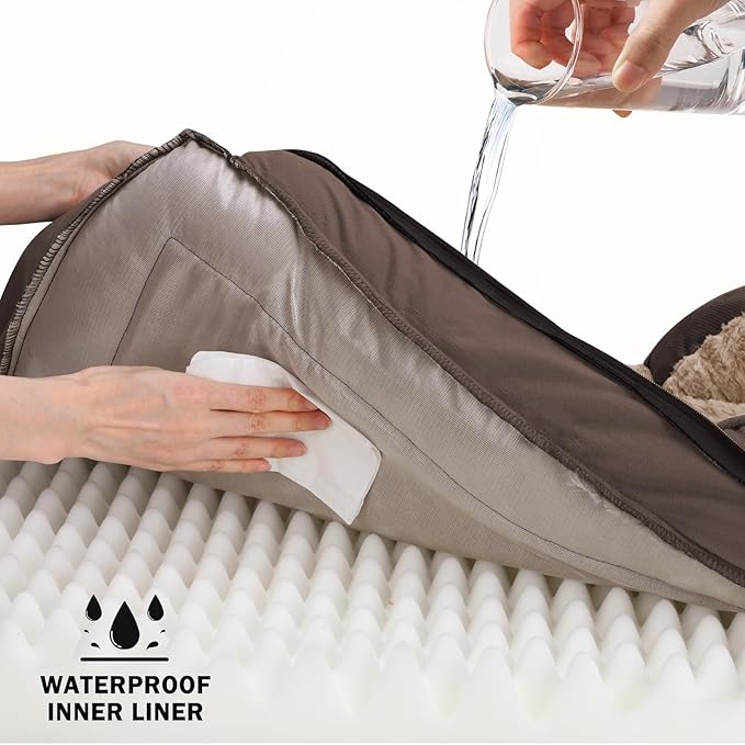 Orthopedic Dog Bed for Large Dogs, Washable Waterproof, Egg-Crate Foam Dog Couch Bed with Washable Removable Cover, Waterproof Lining and Nonskid Bottom