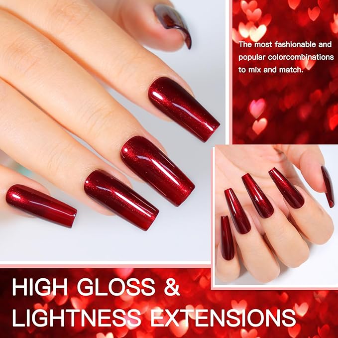 COSMOO 12ml Wine Red Nail Polish, Burgundy Quick Dry Nail Lacquer, Super Lustrous Nail Enamel Polish, Iridescent Ultrachrome Nail Art Varnish