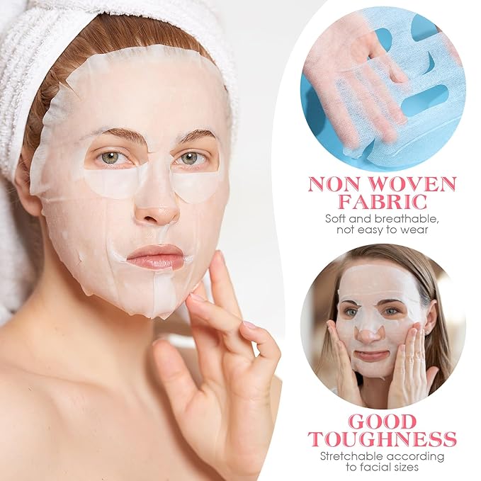 100 Pieces Diy White Facial Mask Pre-cut Spa Skin Care Skin Fiber Mask Sheets for Home Beauty Salon