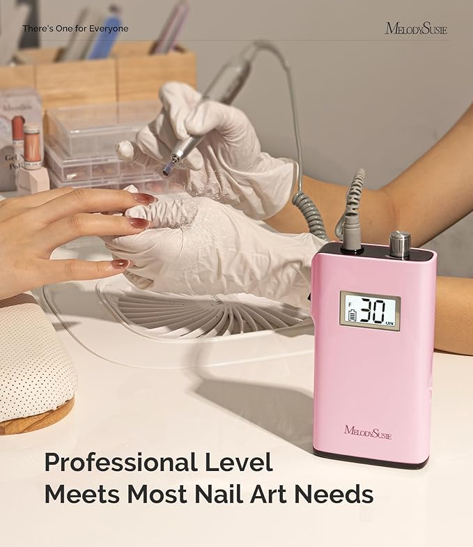 MelodySusie Entry-Level Clip-On Cordless Nail Drill, SC320H 30000RPM Popular Classic E-File with LCD Display for Manicure Shaping & Gel Removal, Perfect for Training, Nail Art Practice & Home Use