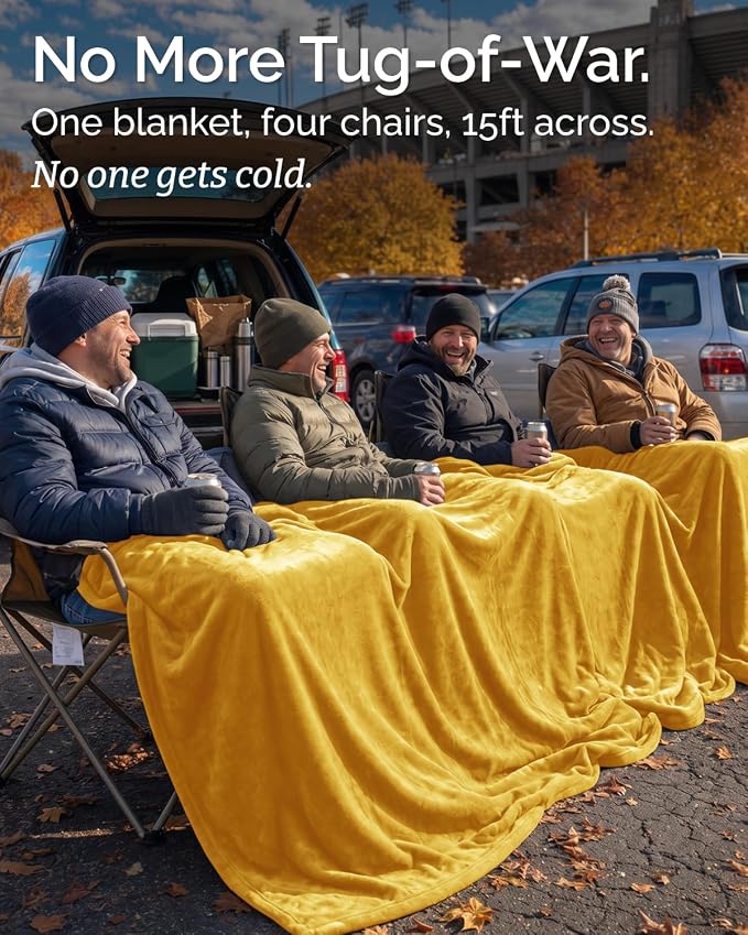Ultra Soft Fleece Blanket Oversized King Size - Flannel Fleece Luxury Blanket - Lightweight for Couch Bed Chair - Thick, Warm and Breathable - All Season Cozy, Gold