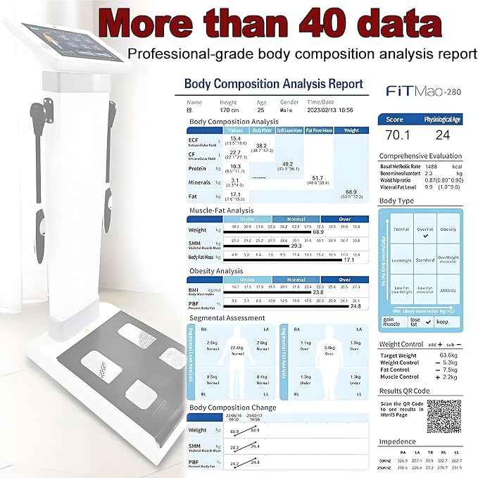 Intelligent Body Scanner,Bioimpedance Analysis Machine,Full Body Composition Scanning System,High Definition Touch Monitor,Premium Health Monitor for Home Fitness Management