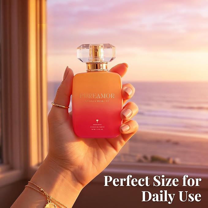 PUREAMOR Pheromone Perfume for Women, Vanilla Musk Extrait de Parfum Spray – Warm Cozy Scent with Vanilla, Soft Woods & Musk, Long Lasting Fragrance, 1.0 oz / 30 ml