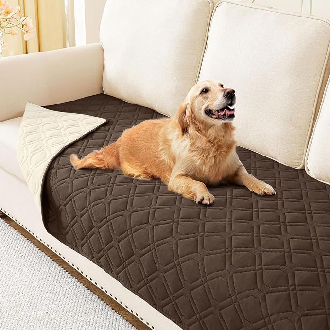 Waterproof Dog Bed Blanket - Soft Pet Blanket & Sofa Cover for Dogs | Reversible Washable Furniture Protector, Couch Covers for Pets (30x70 Inch, Chocolate/Beige)