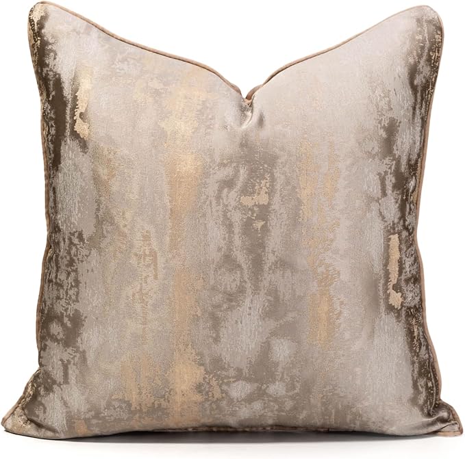 vctops Gold Decorative Luxurious Throw Pillow Covers Jacquard Square Cushion Cases Pillowcase for Bed Sofa Couch Chair Car Home Decor (Gold E,18"x18")